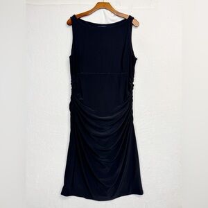 Chaps Ruched Black Dress Women’s Size XL Flattering Mid Length Sleeveless